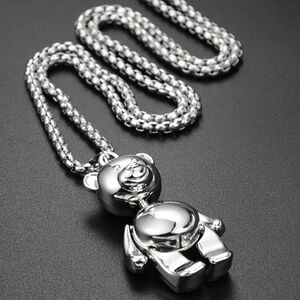 Silver Teddy Bear Pendant Necklace